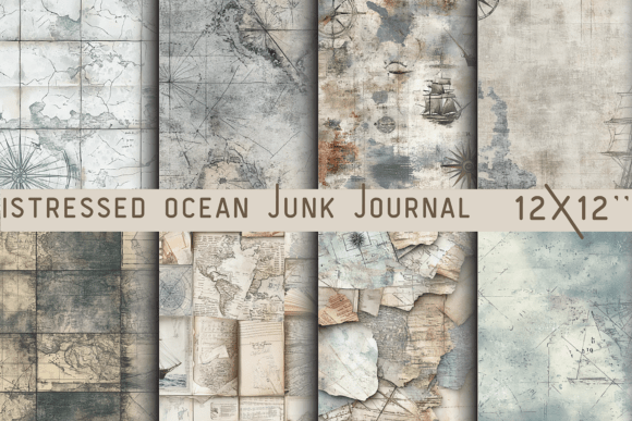 Download Distressed Ocean Junk Journal Wallpaper - Premium Bundle