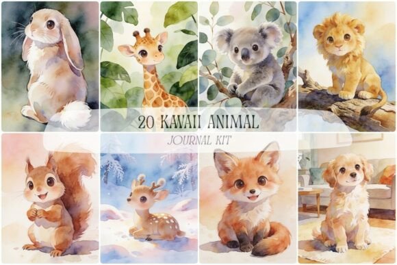 Download Kawaii Animal Journal Kit, Wallpaper - Premium Resources